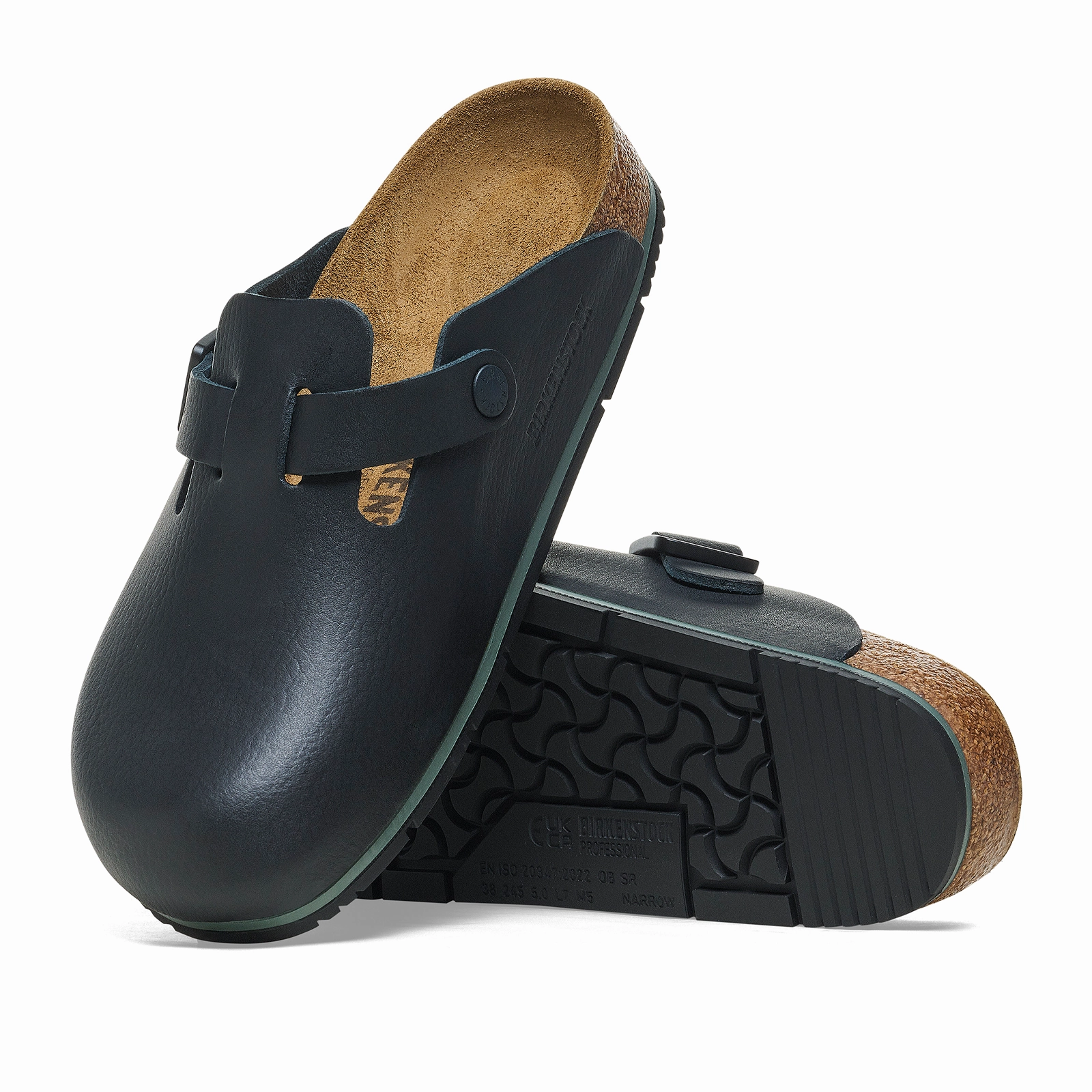 Birkenstock Boston Pro Clog (Men) - Black Leather Instant Comfort