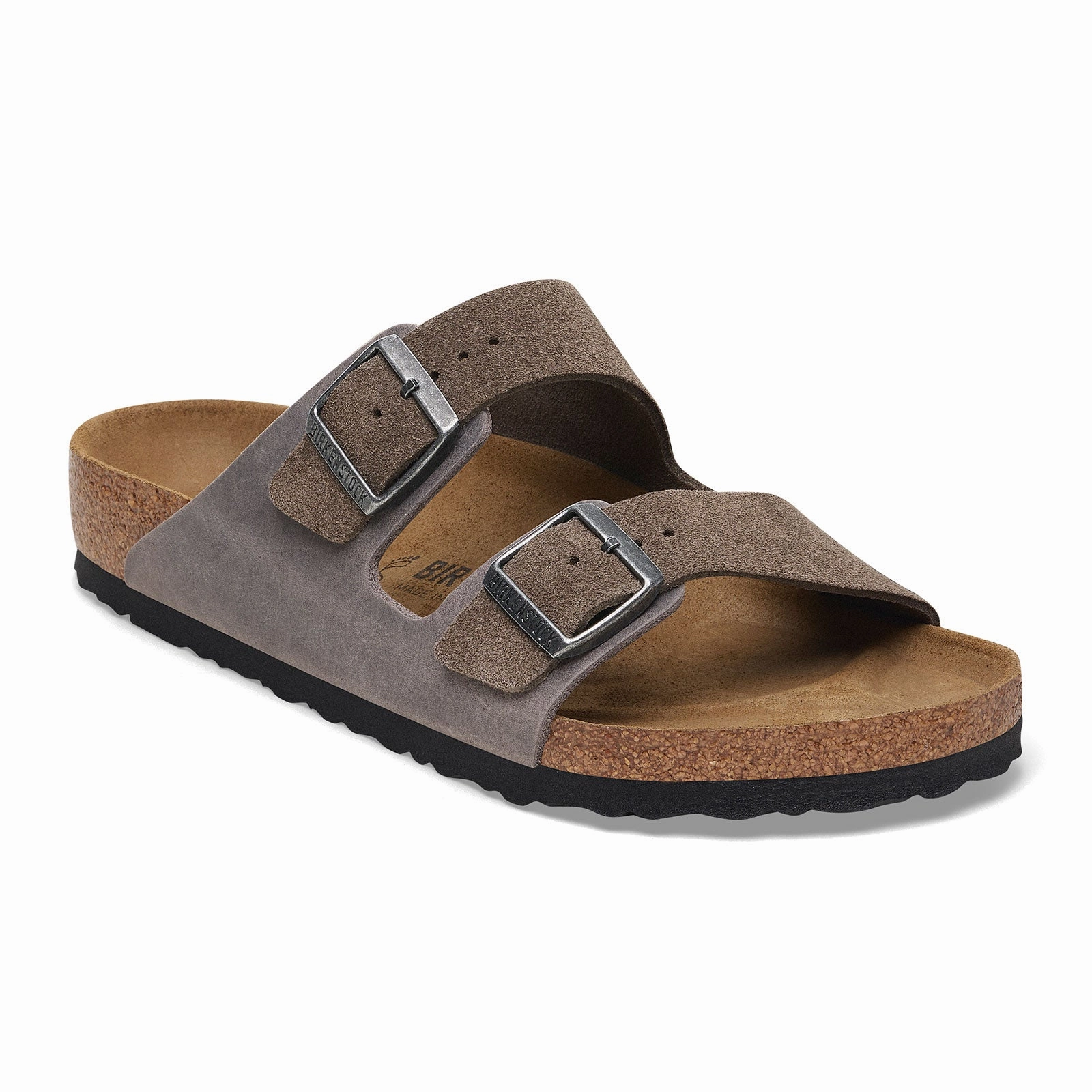 Birkenstock Arizona Slide Sandal (Men) - Concrete Gray/Iron Minimalist