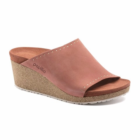 Birkenstock Namica Rivets Wedge Sandal (Women) - Earth Red Leather Foot-Friendly Shoes