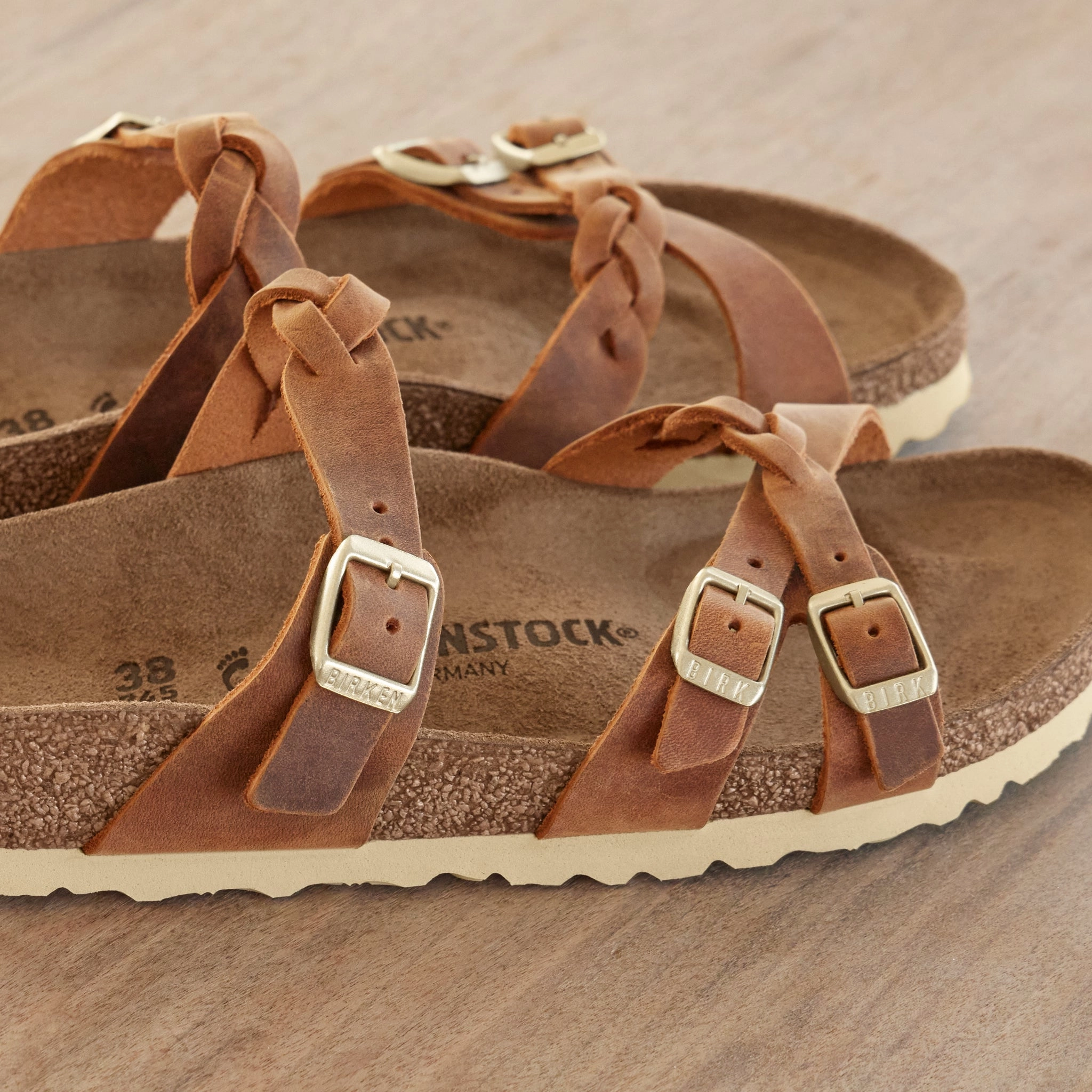 FRANCA BRAID - COGNAC - OIL LEATHER Lace Lock Technology