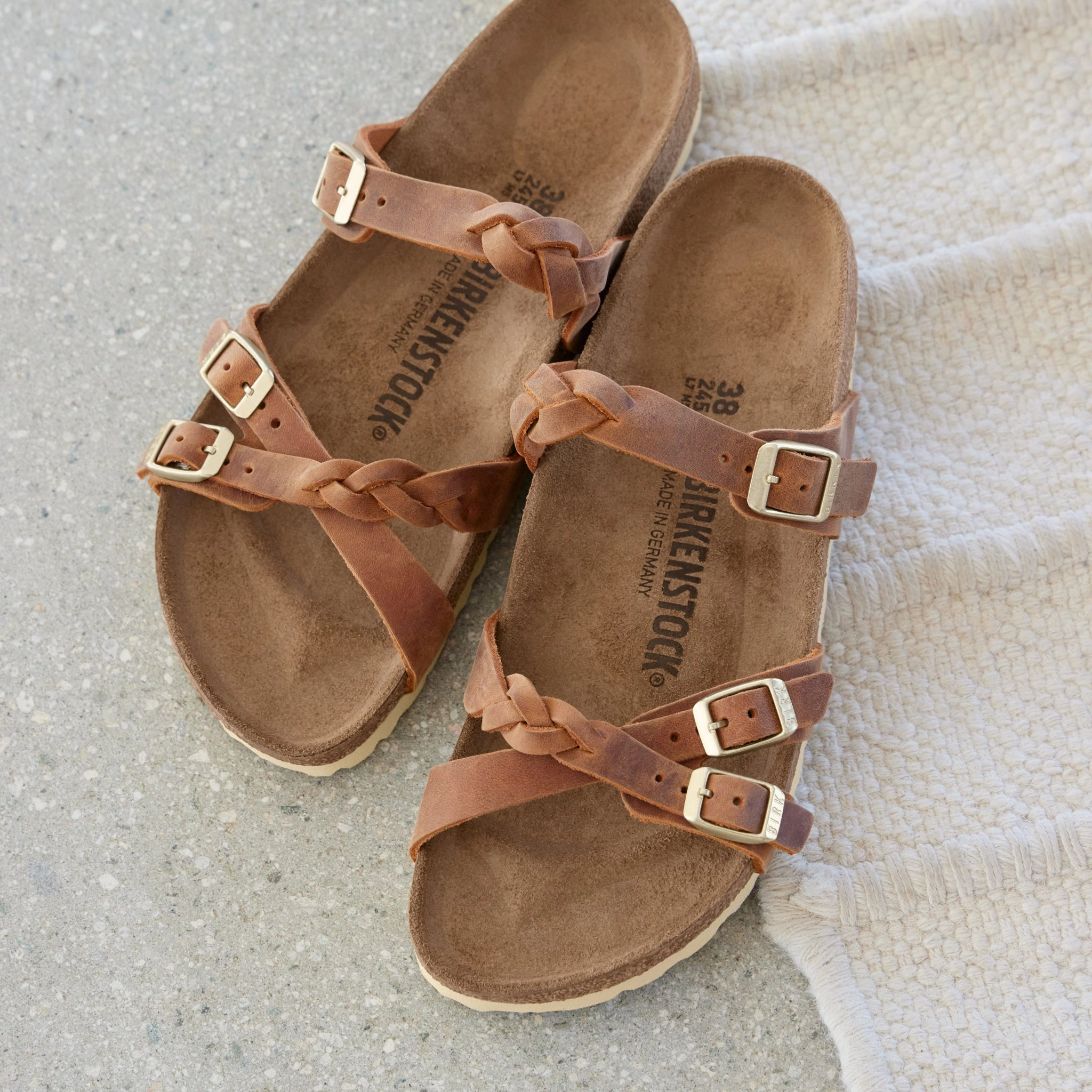 Shock absorption system cushioning - level FRANCA BRAID - COGNAC - OIL LEATHER