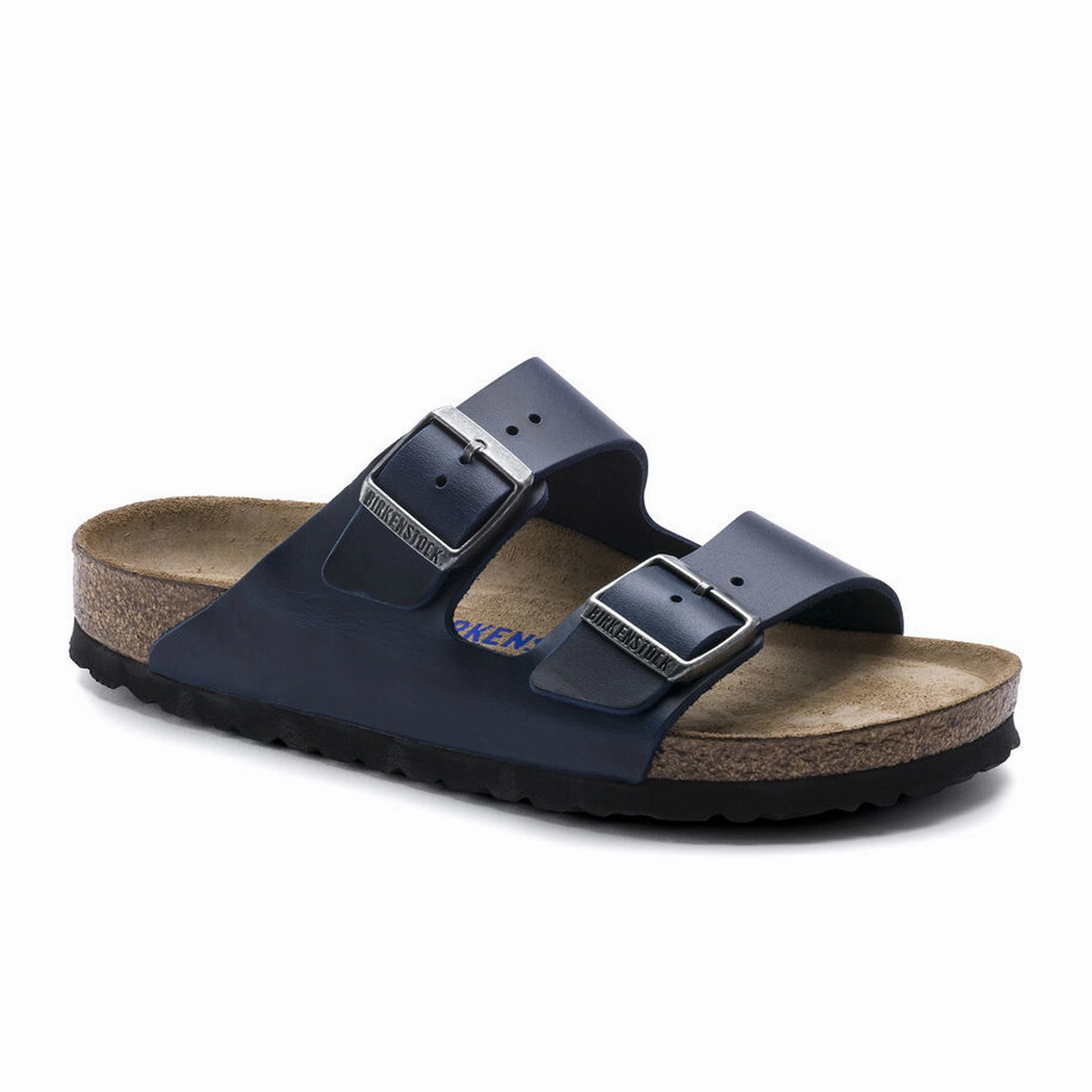 Birkenstock Arizona Soft Footbed Narrow Slide Sandal (Women) - Blue Oiled Leather Memory foam insole Nude Calm