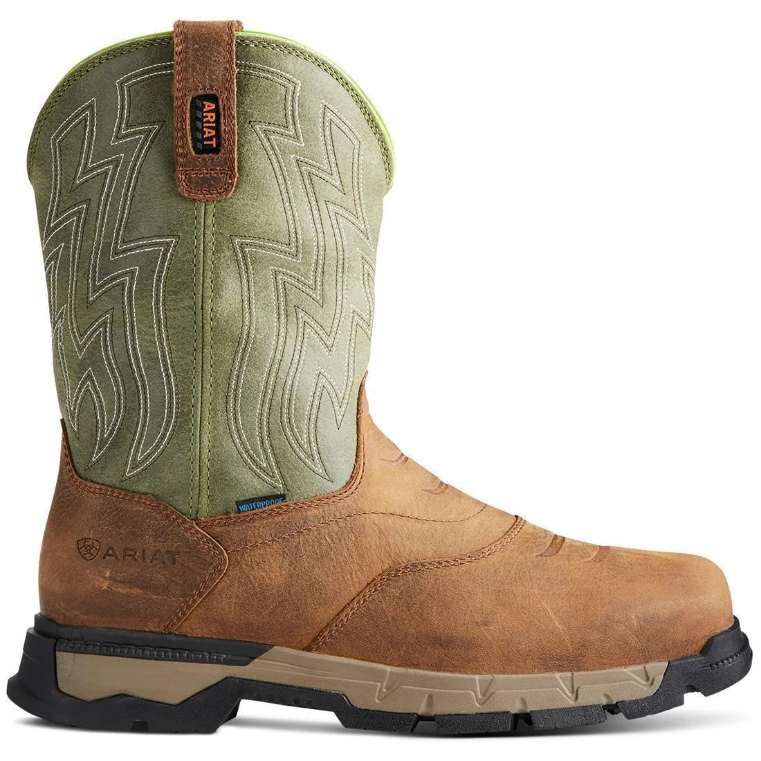 Rebar Flex Soft-Toe Waterproof Western Boot Rye Brown Impact Resistant Toe