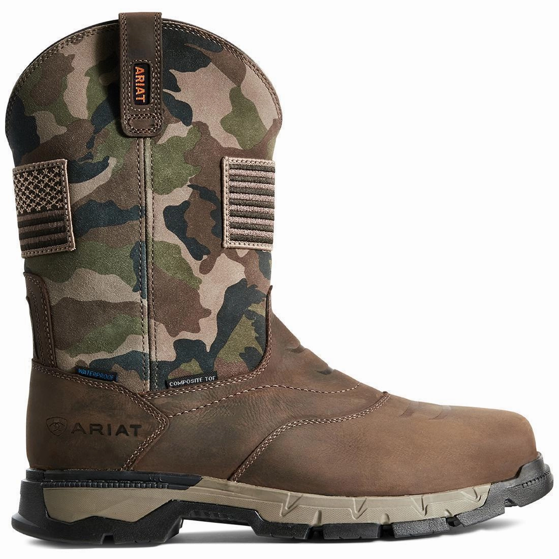 Exclusive traction Rebar Flex Patriot Composite-Toe Waterproof Work Boot Dark Brown