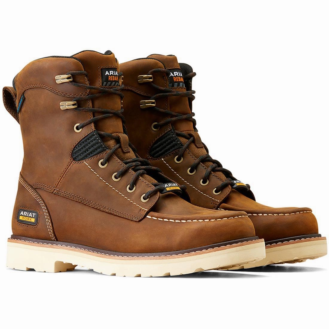 Rebar Lift 8 inch Soft-Toe Waterproof Boot Distressed Brown Textured