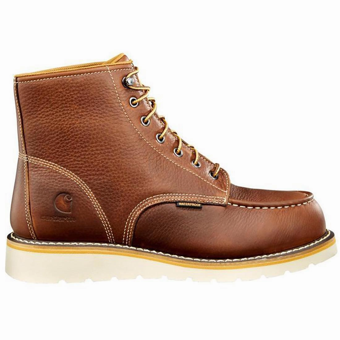 widest 6" Waterproof Moc Wedge Steel Toe Work Boot Red Brown