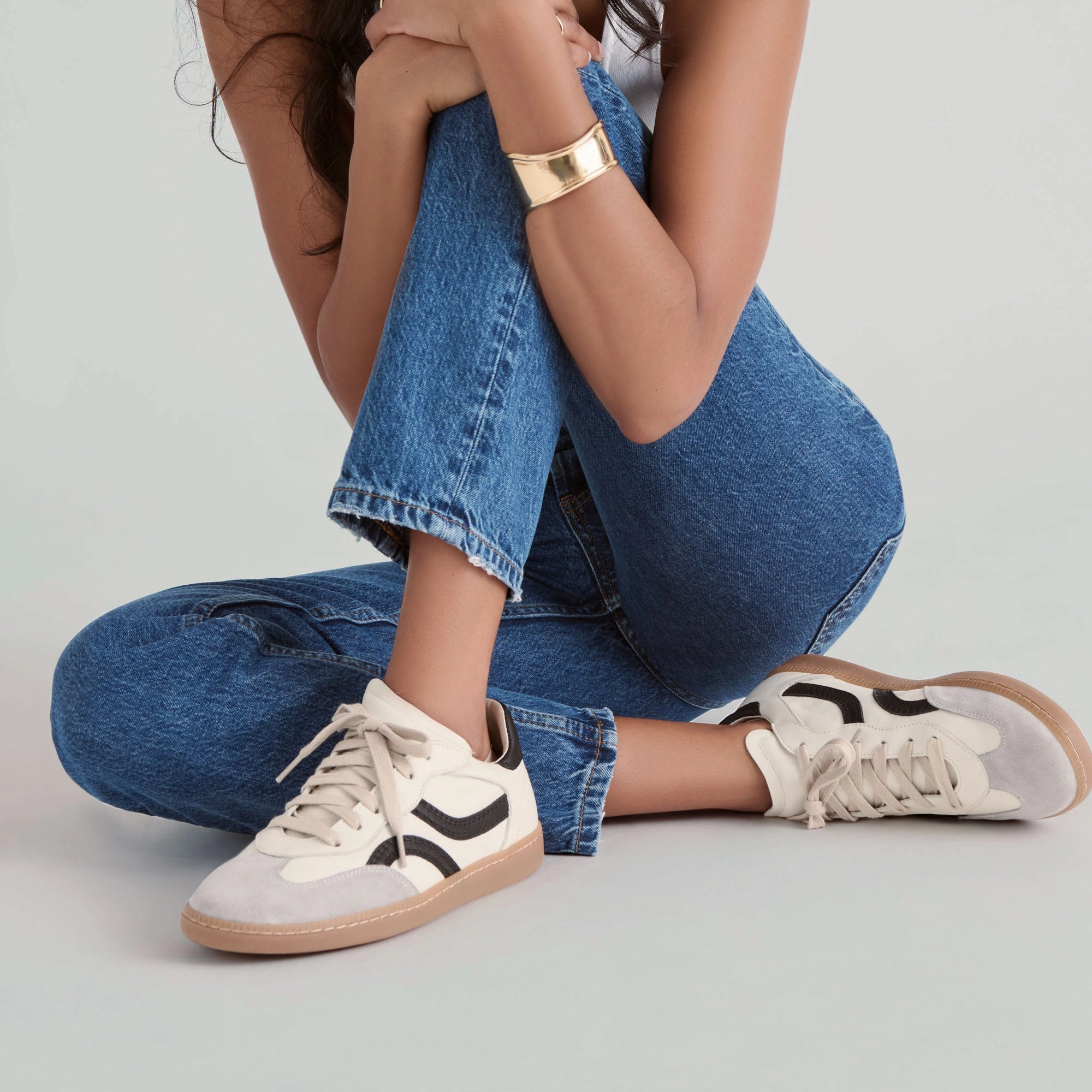 Style Match Relax Comfort Fit REBEL SNEAKERS WHITE BLACK LEATHER