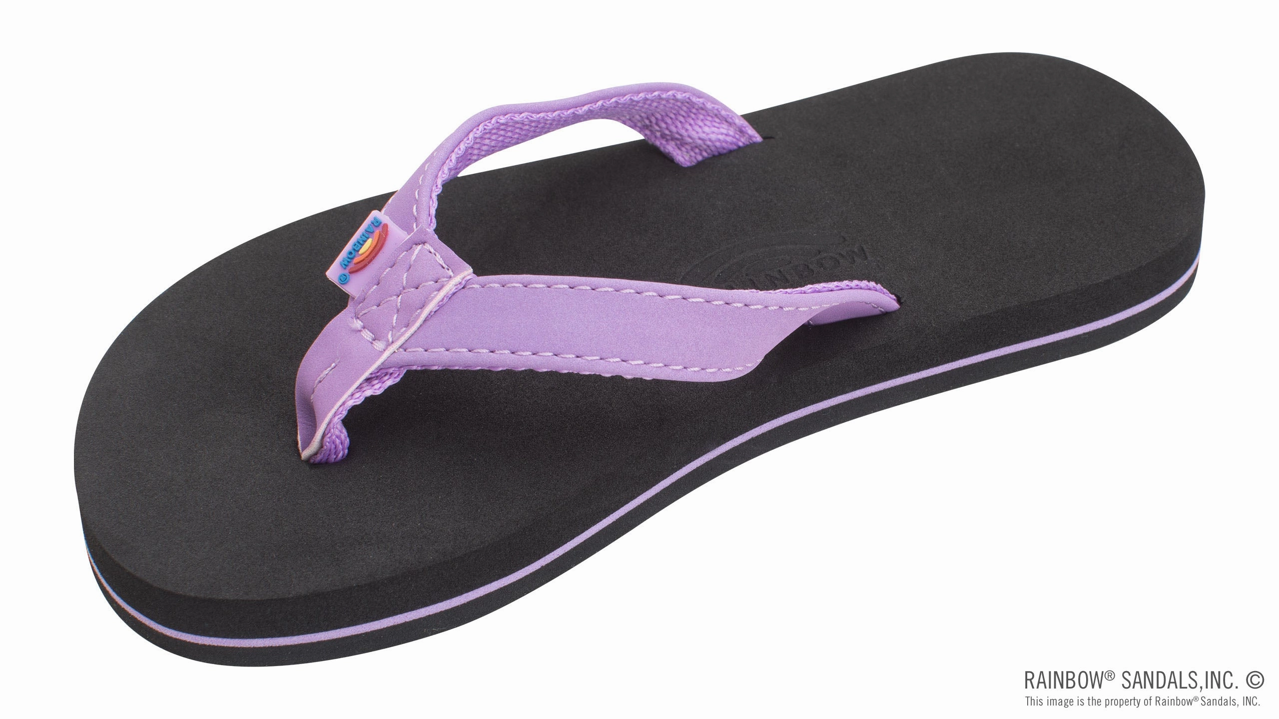 Kids Grombow - Soft Rubber Top Sole with 1/2" Narrow Strap and Pin line in Purple Tall Rough texture