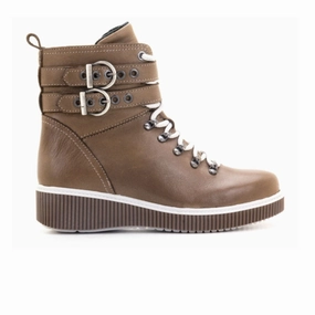 Dromedaris Jessie Ankle Boot (Women) - Taupe Lace Up