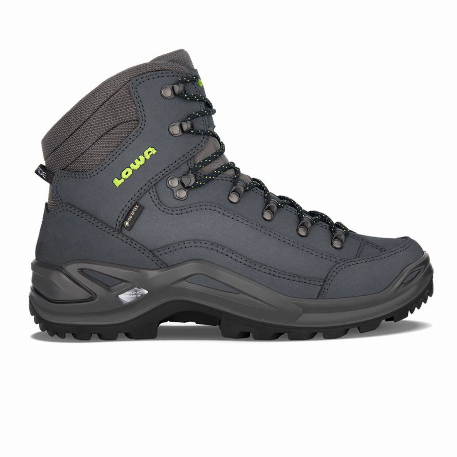 Zip   Up Design Eco Material All Day Wear Lowa Renegade GTX Mid (Men) - Dark Blue/Lime