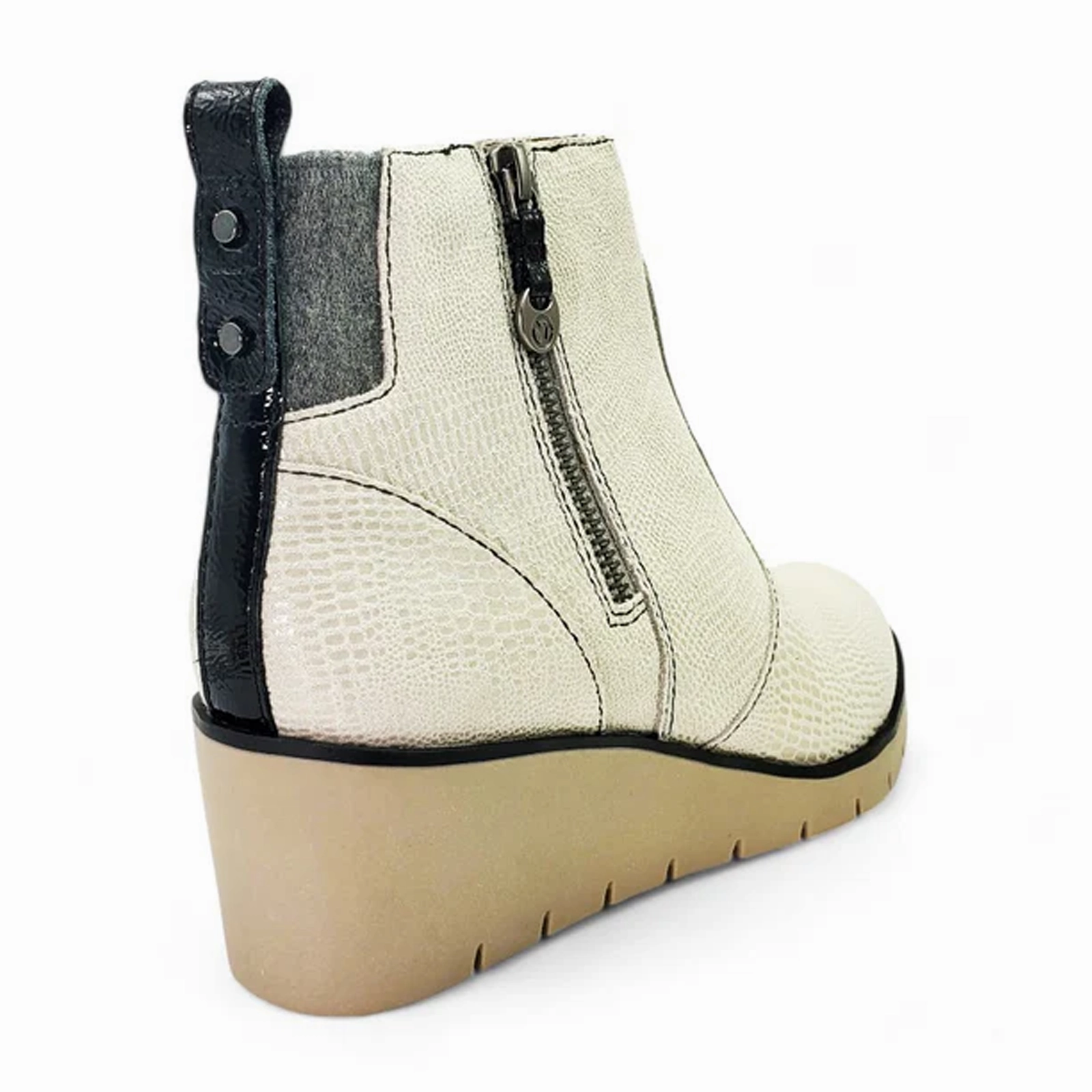 Revere Amarillo Bootie (Women) - Oyster Lizard Reinforced toe Anti Odor Snowy Path