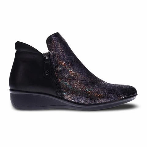 Comfortable Balance Revere Damascus Ankle Boot (Women) - Black/Metallic Python
