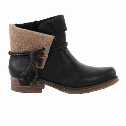 Rieker Fee 79693-00 Ankle Boot (Women) - Schwarz/Schwarz/Wood/Mog Comfortable Style