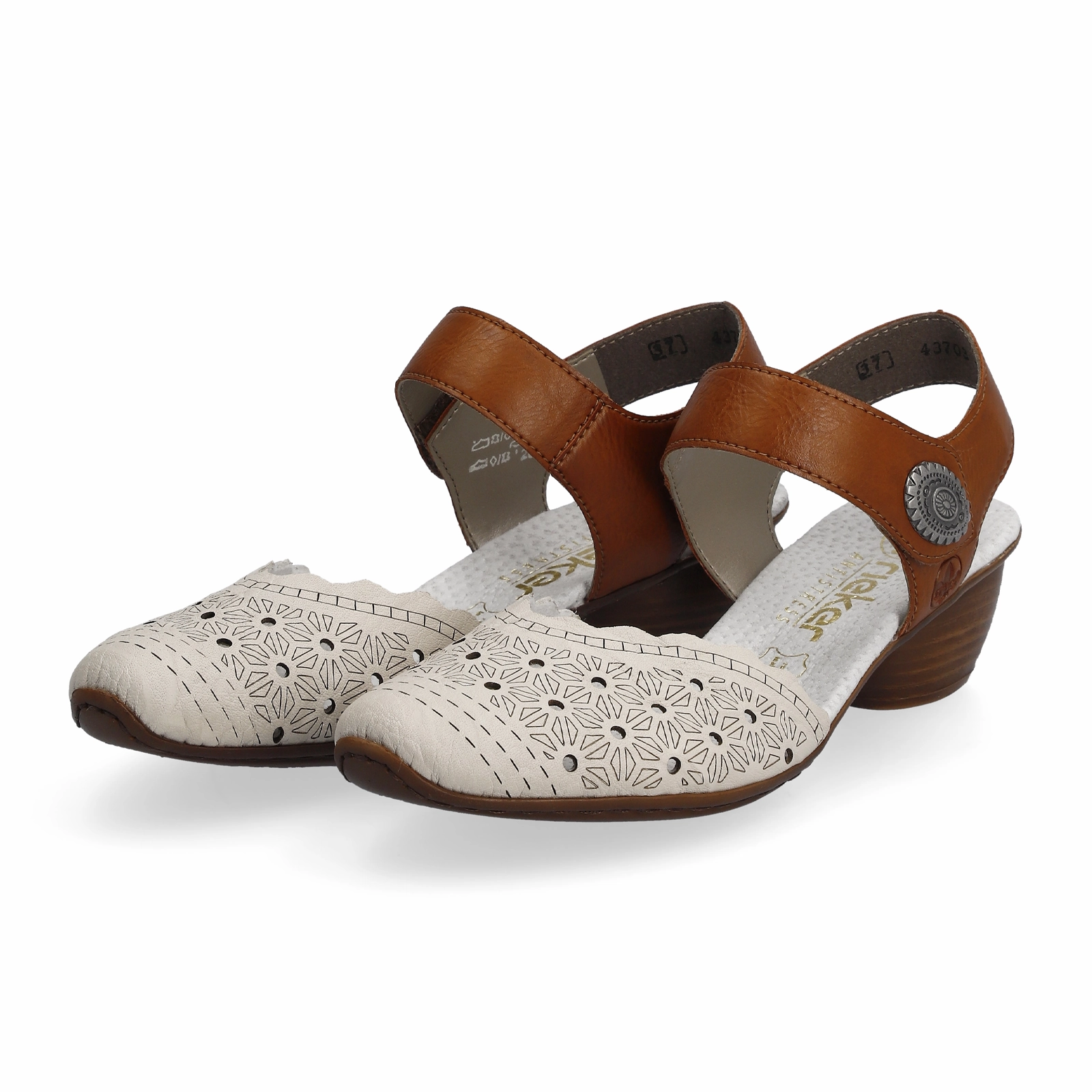 Rieker Mirjam 43703-60 Heeled Sandal (Women) - Cream/Cayenne Chill Essential Quick Outing