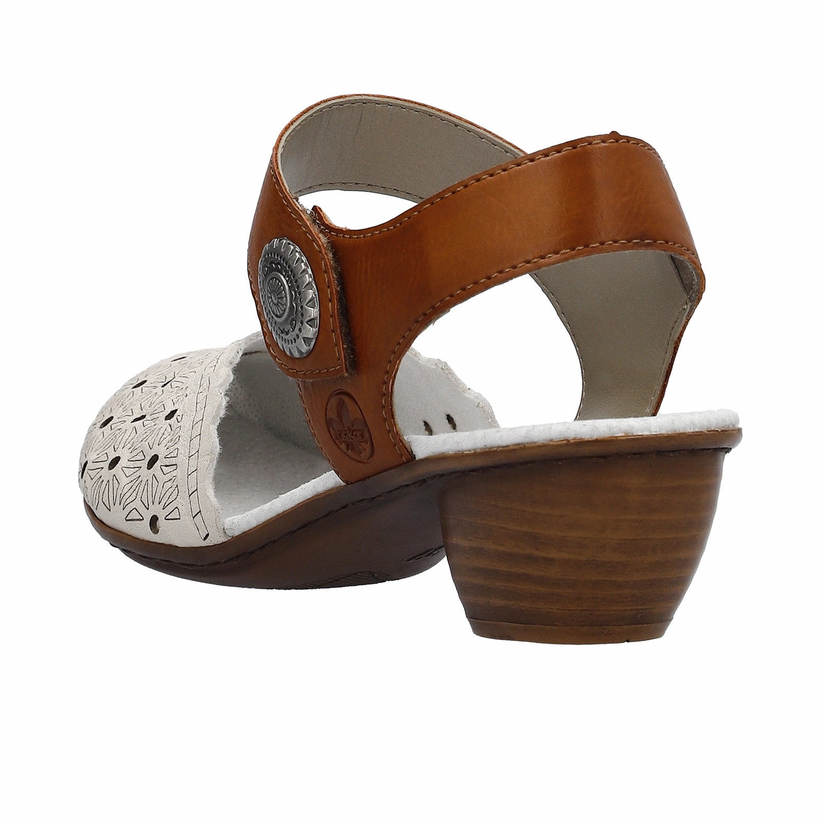 Rieker Mirjam 43703-60 Heeled Sandal (Women) - Cream/Cayenne Mold resistant