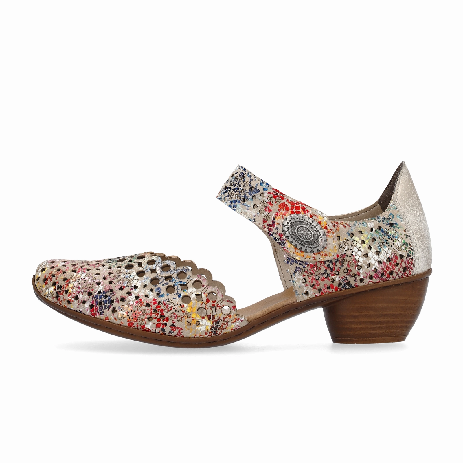 Rieker Mirjam 43753-91 Heeled Sandal (Women) - Beige Multi Breathable Walking Shoes