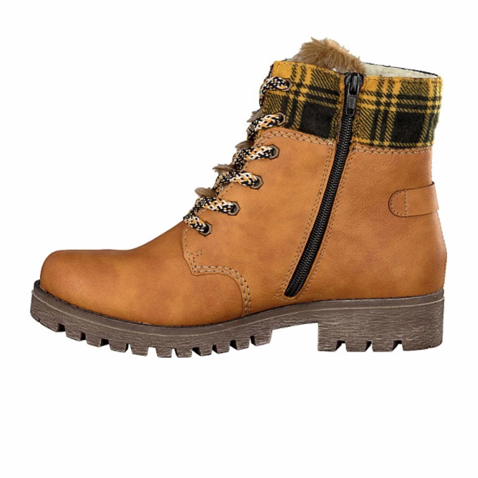 Shock Absorbing Technology Rieker Payton 785G1-68 Mid Boot (Women) - Ocker/Yellow-Black/Steppe