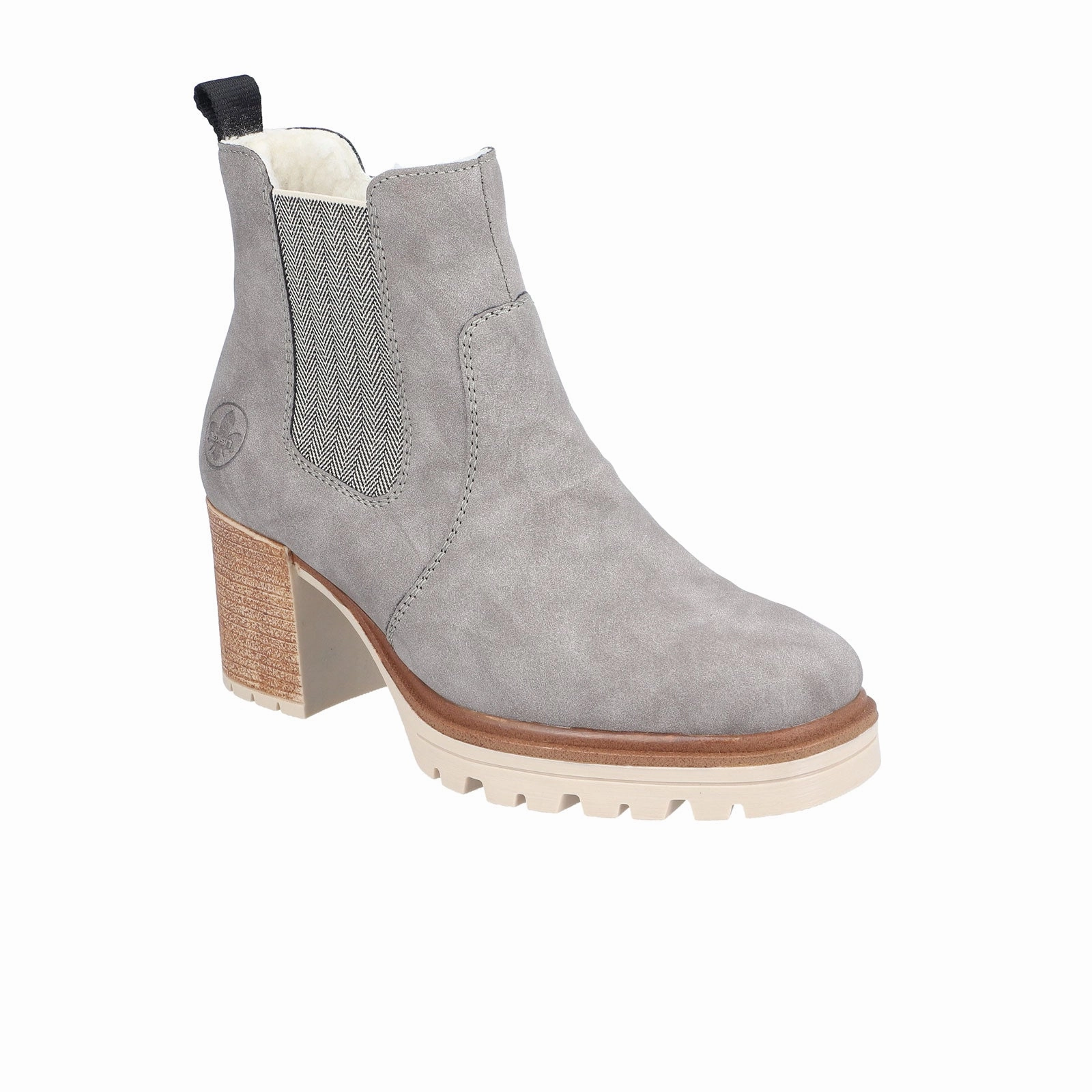 Rieker Sandra Y9071-40 Heeled Chelsea Boot (Women) - Grey/Leinen Deep Grooves