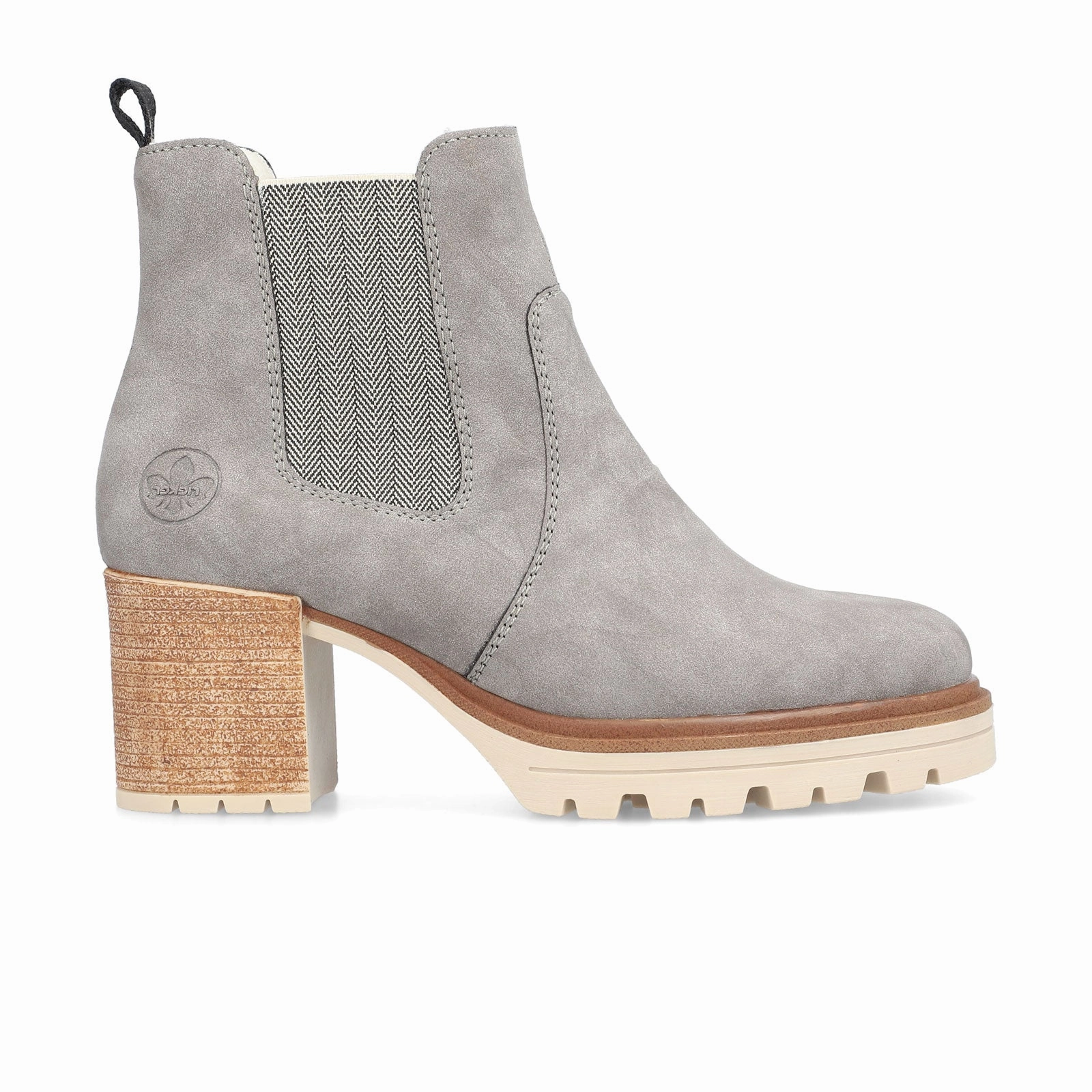 Rieker Sandra Y9071-40 Heeled Chelsea Boot (Women) - Grey/Leinen All Weather Urban Traveler