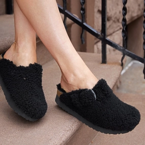 Roomy Fit Sturdy flexibility BOSTON TEDDY SHEARLING CLOG - BLACK