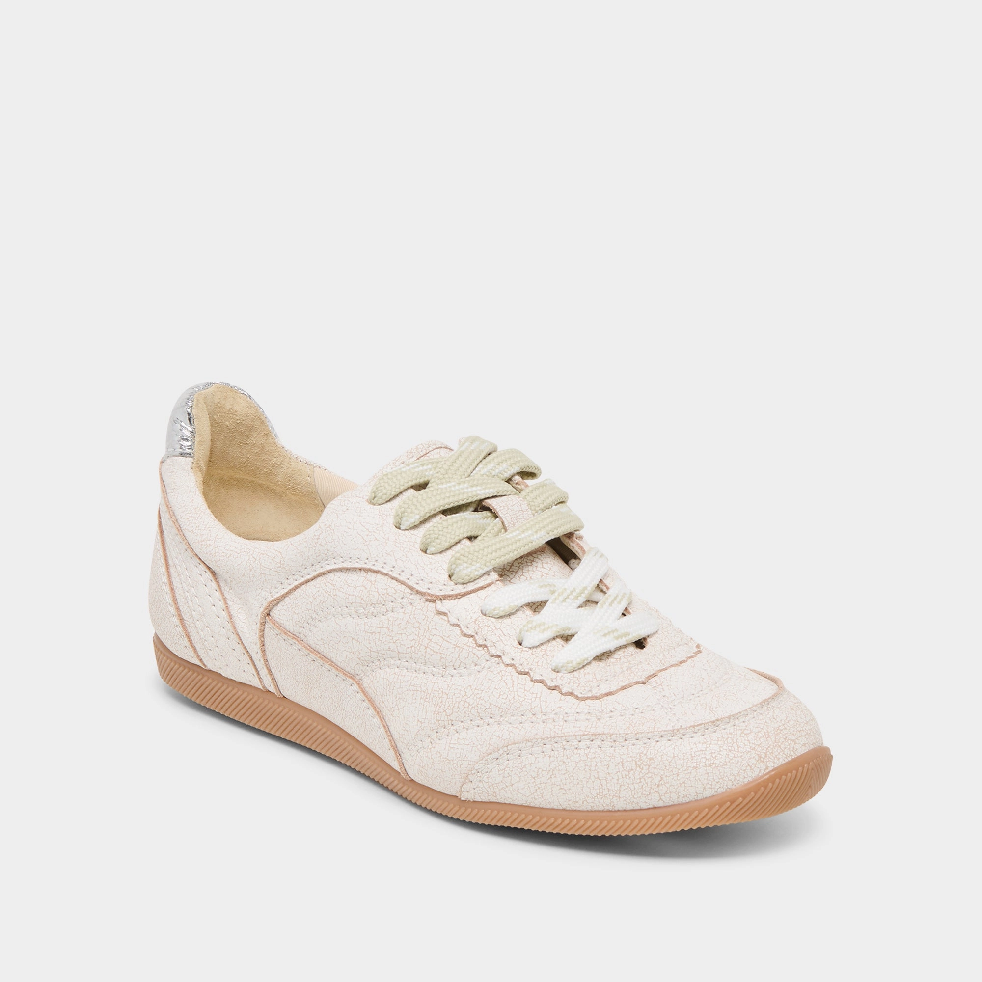 LAINI SNEAKERS OFF WHITE CRACKLED LEATHER Molded Arch Contour Unisex Appeal
