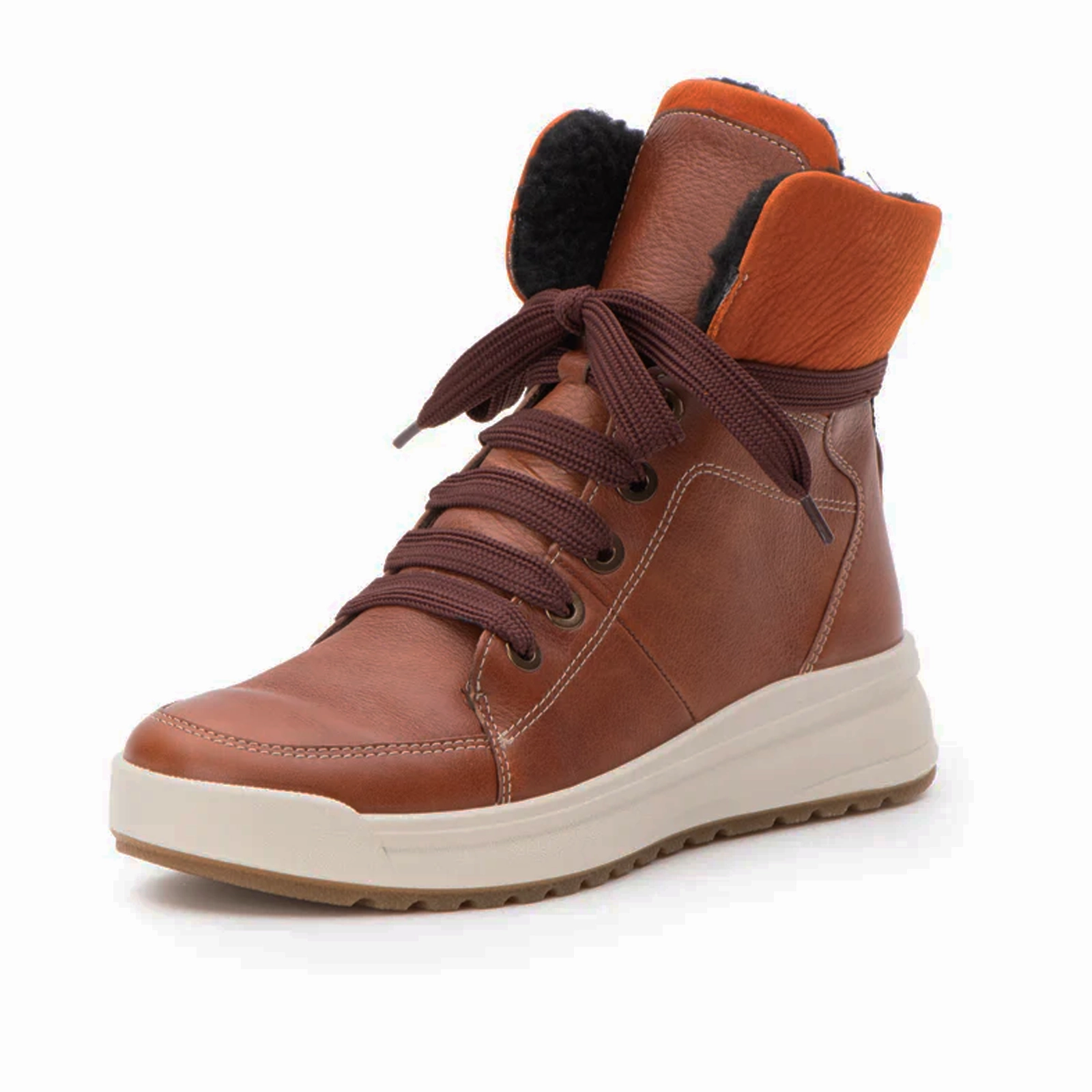 Ara Albany Mid Boot (Women) - Cognac Seamless Comfort All Day Wear