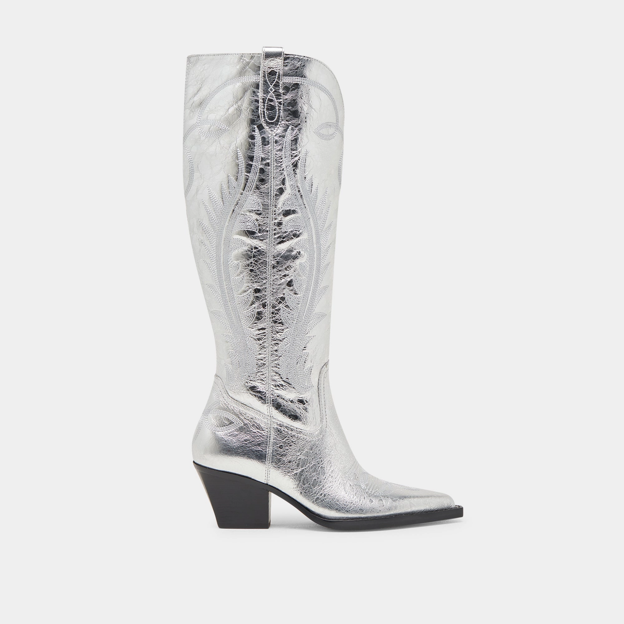 Hyper Compression Cushion RYATT EXTRA WIDE CALF BOOTS SILVER DISTRESSED LEATHER