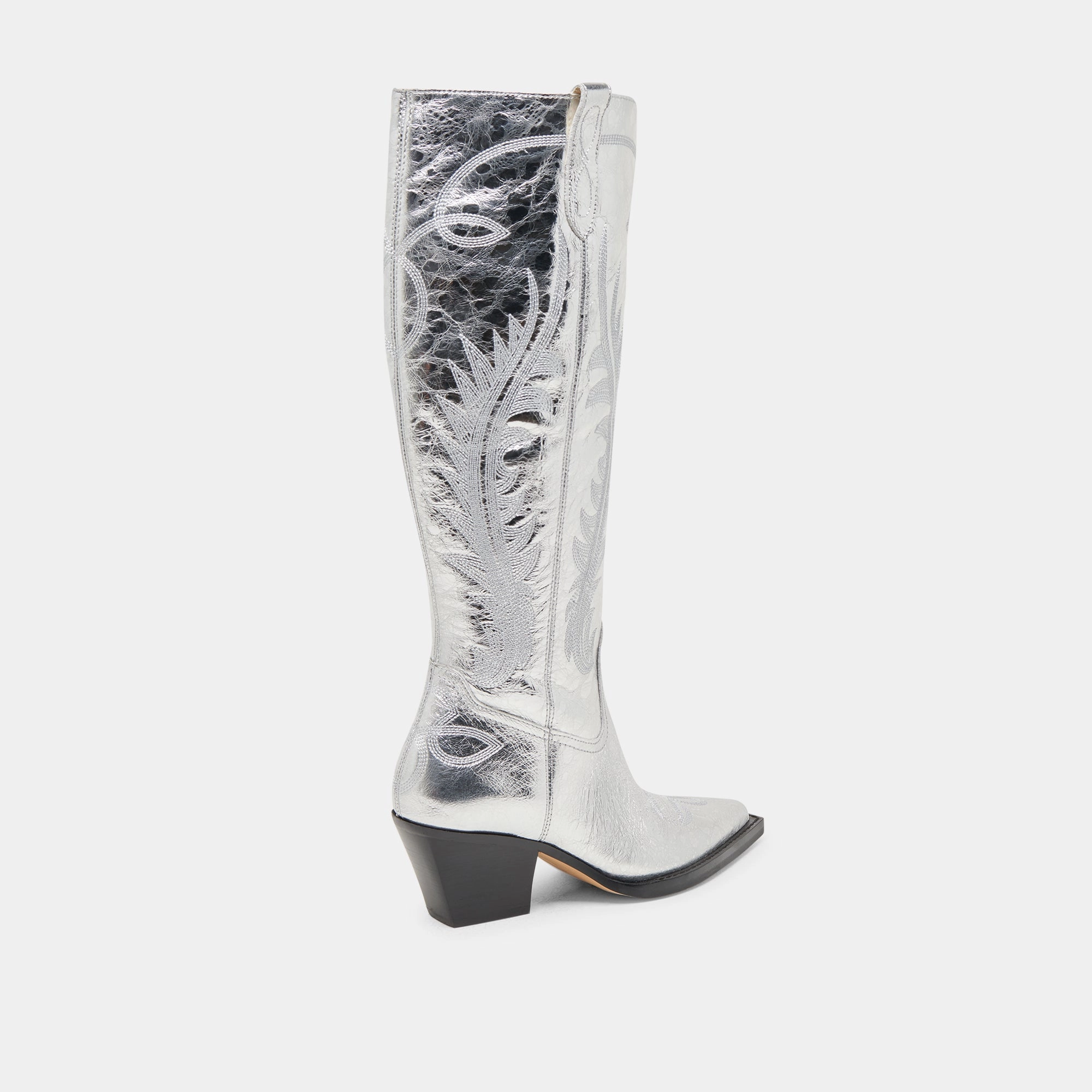 Breathable Linings Adjustable Fit Technology RYATT EXTRA WIDE CALF BOOTS SILVER DISTRESSED LEATHER