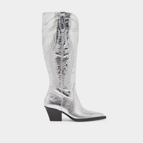 Hyper Compression Cushion RYATT EXTRA WIDE CALF BOOTS SILVER DISTRESSED LEATHER
