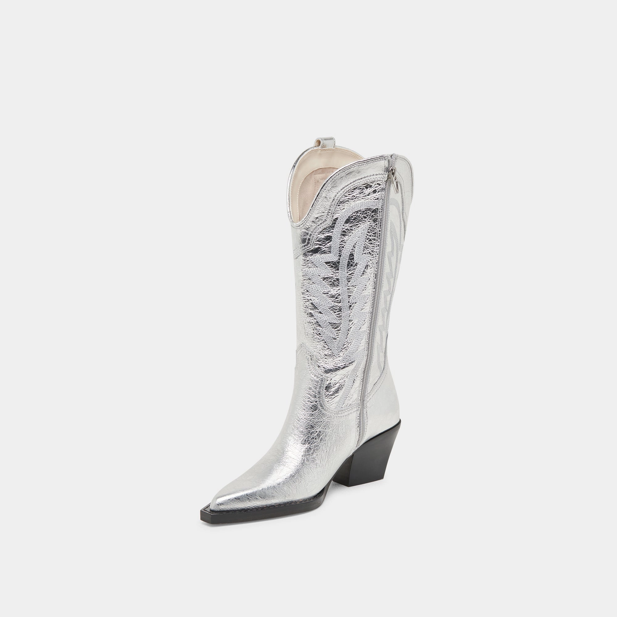 RYLAND WIDE CALF BOOTS SILVER DISTRESSED LEATHER Abrasion Guard