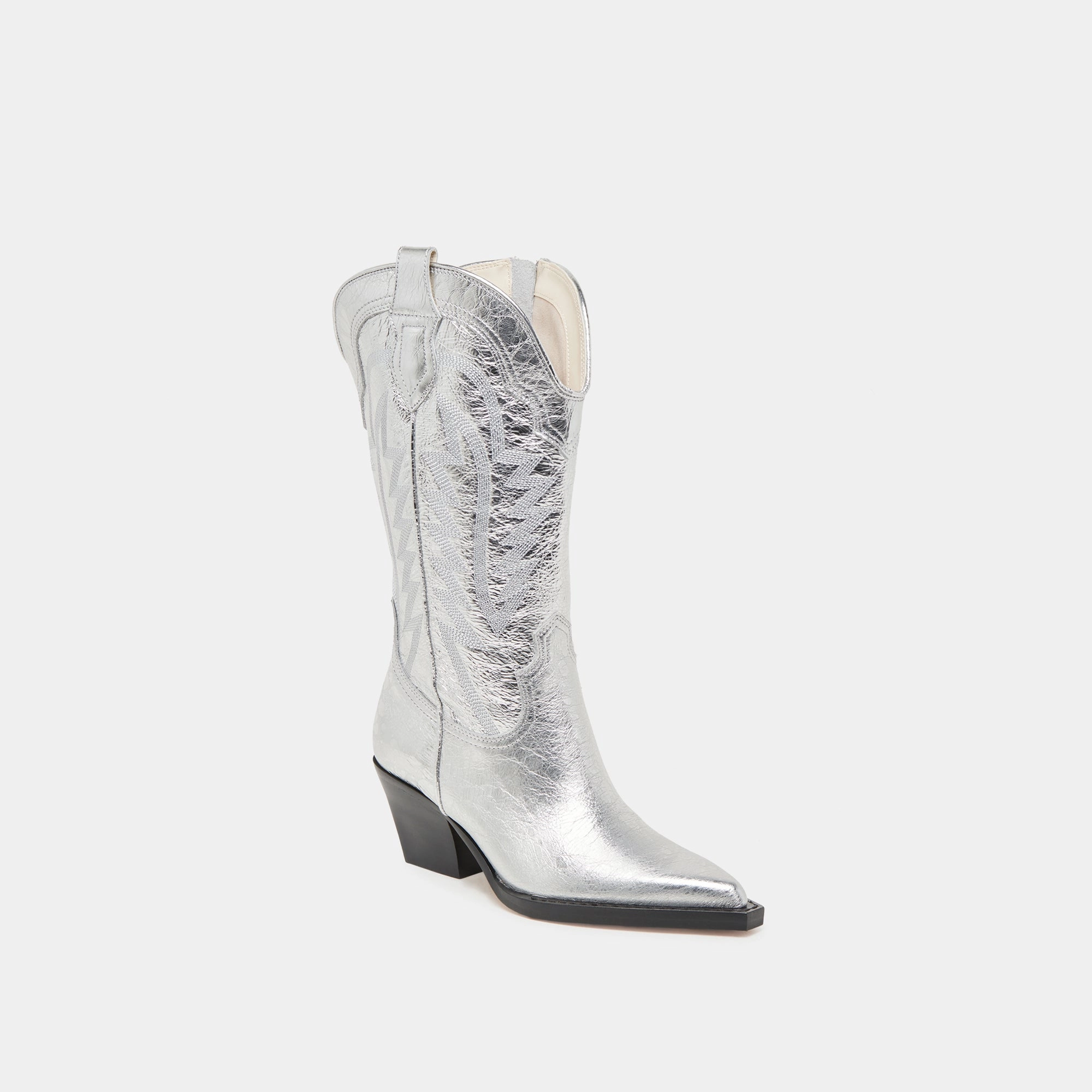 RYLAND WIDE CALF BOOTS SILVER DISTRESSED LEATHER Flexible Tread
