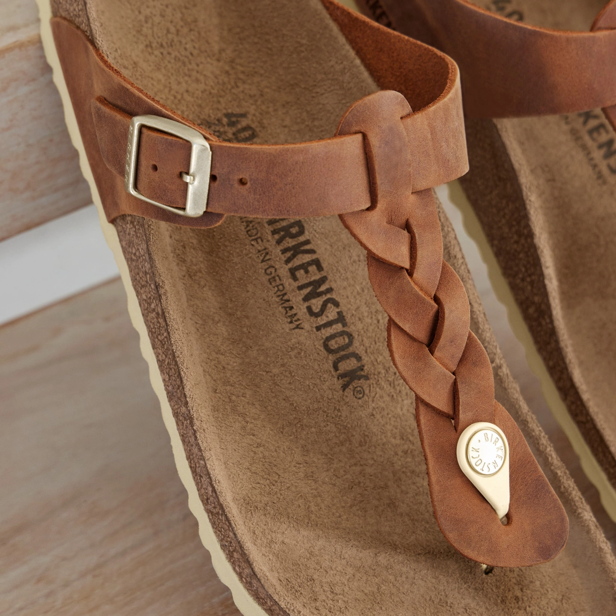 Boosted style swimmers - specific functions GIZEH BRAID - COGNAC - OIL LEATHER