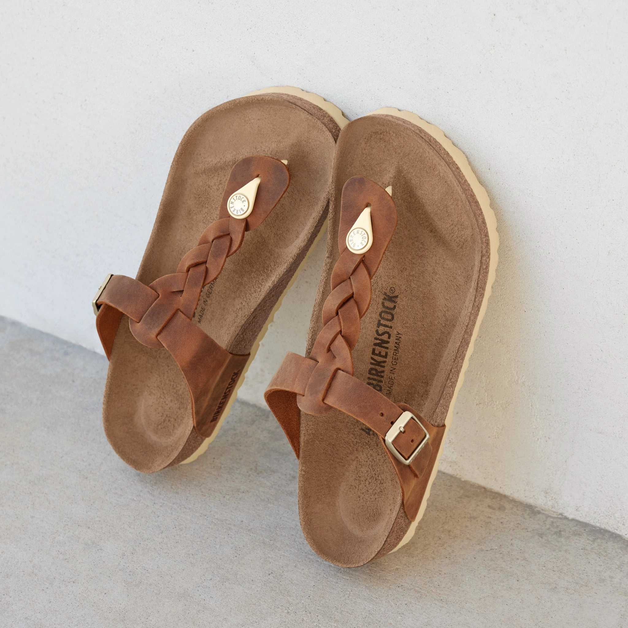 Suitable street walkers GIZEH BRAID - COGNAC - OIL LEATHER