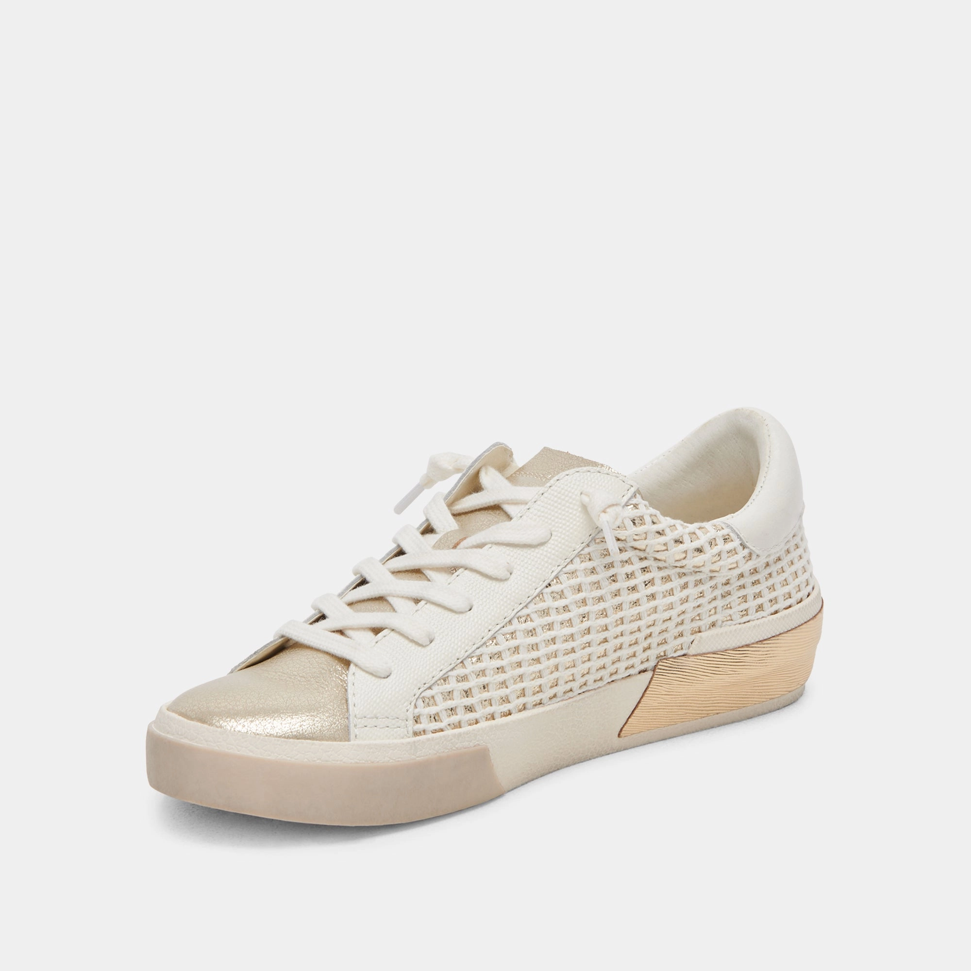 ZINA WIDE SNEAKERS BONE GOLD WOVEN Simple Footwear Ocean Breeze