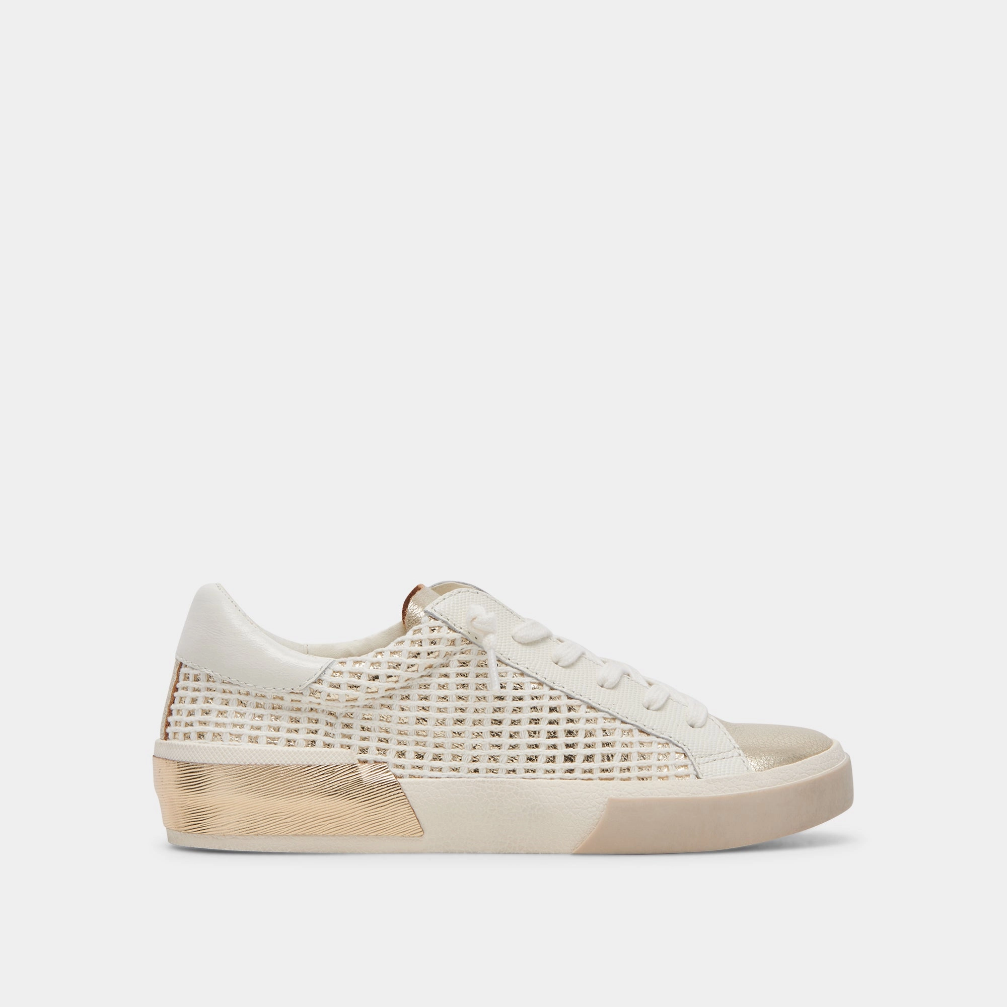 Leisure Design Effortless Style ZINA WIDE SNEAKERS BONE GOLD WOVEN