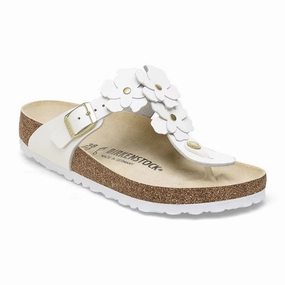 Birkenstock Gizeh Flowers Sandal (Women) - White Leather Holiday Time