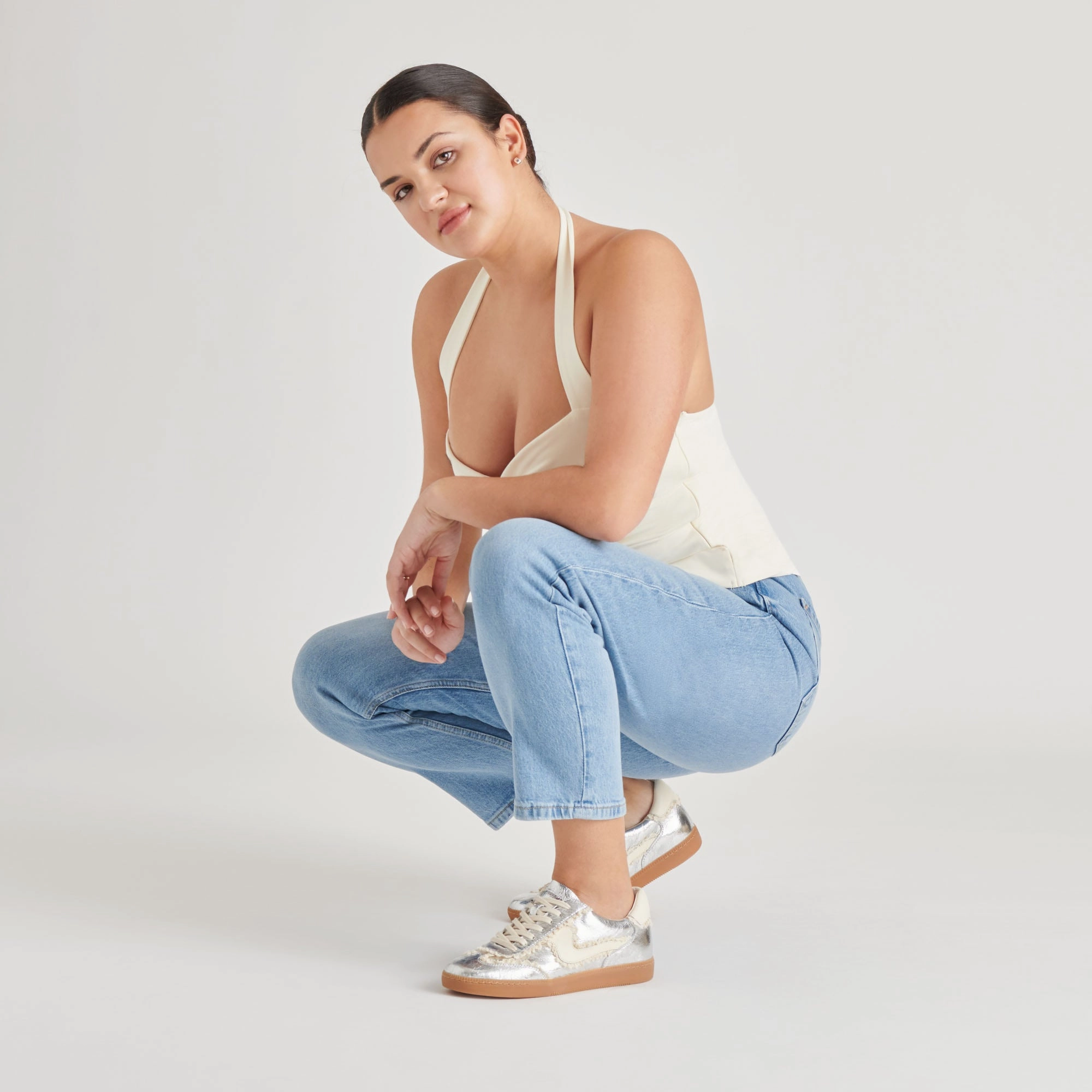 Unibody Injection Molded NOTICE LACE SNEAKERS SILVER DISTRESSED LEATHER