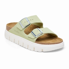 Birkenstock Arizona Chunky Slide Sandal (Women) - Faded Lime Suede Weather Easy Pool Wear
