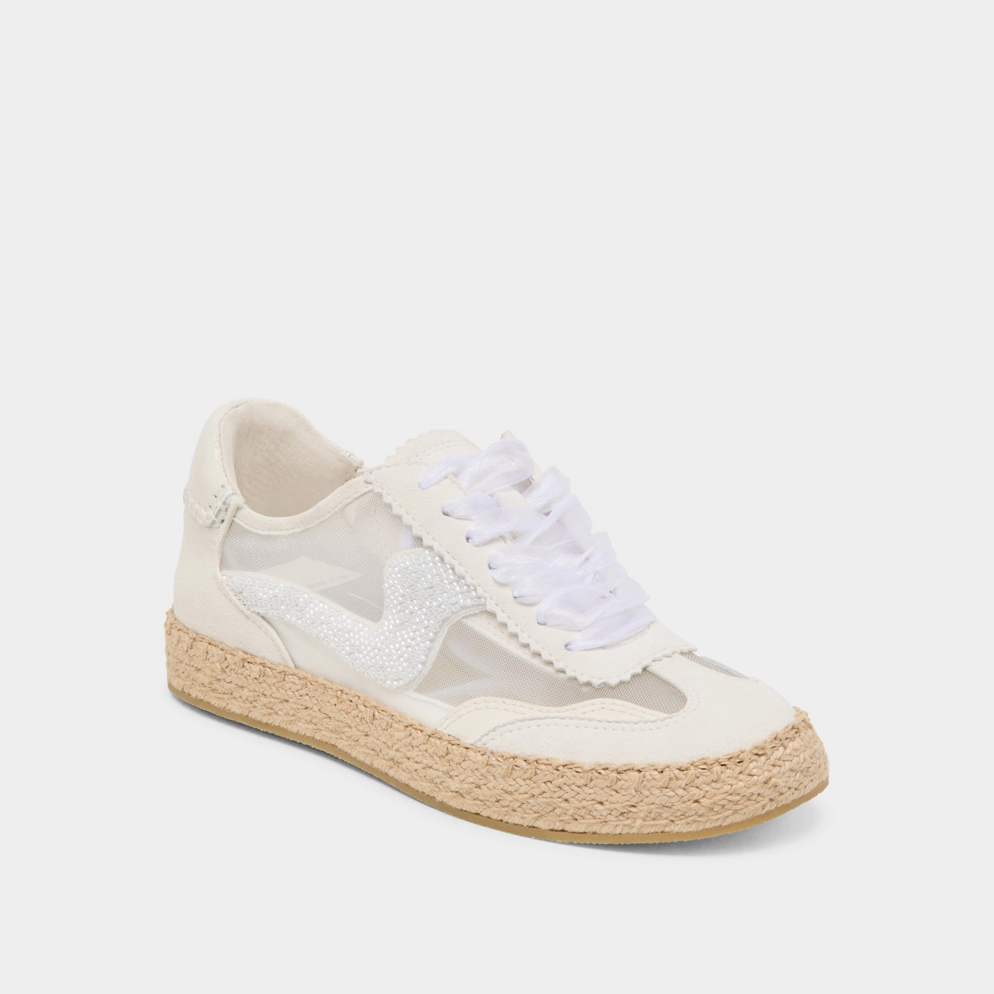 NOTICE ESPADRILLE BEAD SNEAKERS WHITE MESH Active Day Hot Weather