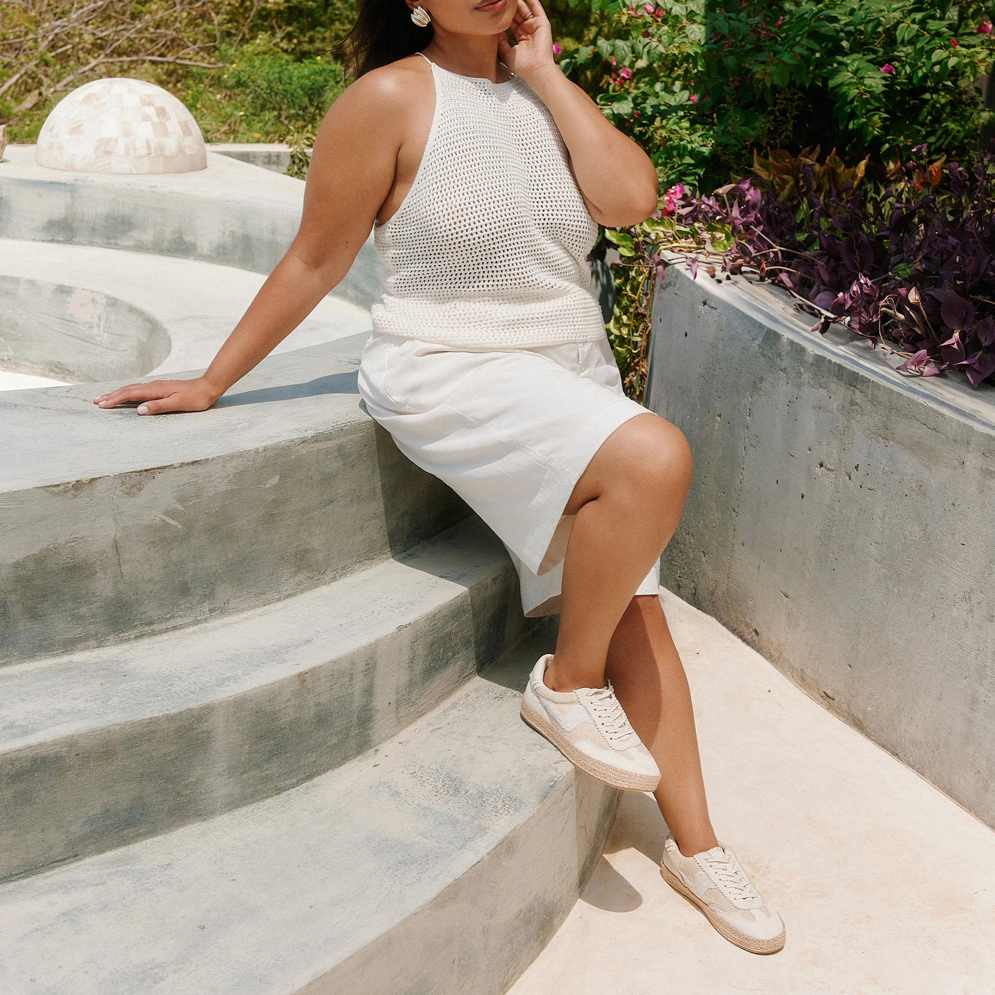 NOTICE ESPADRILLE BEAD SNEAKERS WHITE MESH Soft Cushioned Footwear