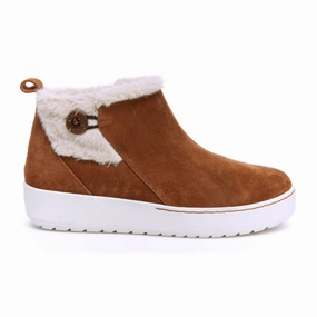 Jambu Heidi Water Resistant Ankle Boot (Women) - Tan Fur Trim Shock Absorbing Technology