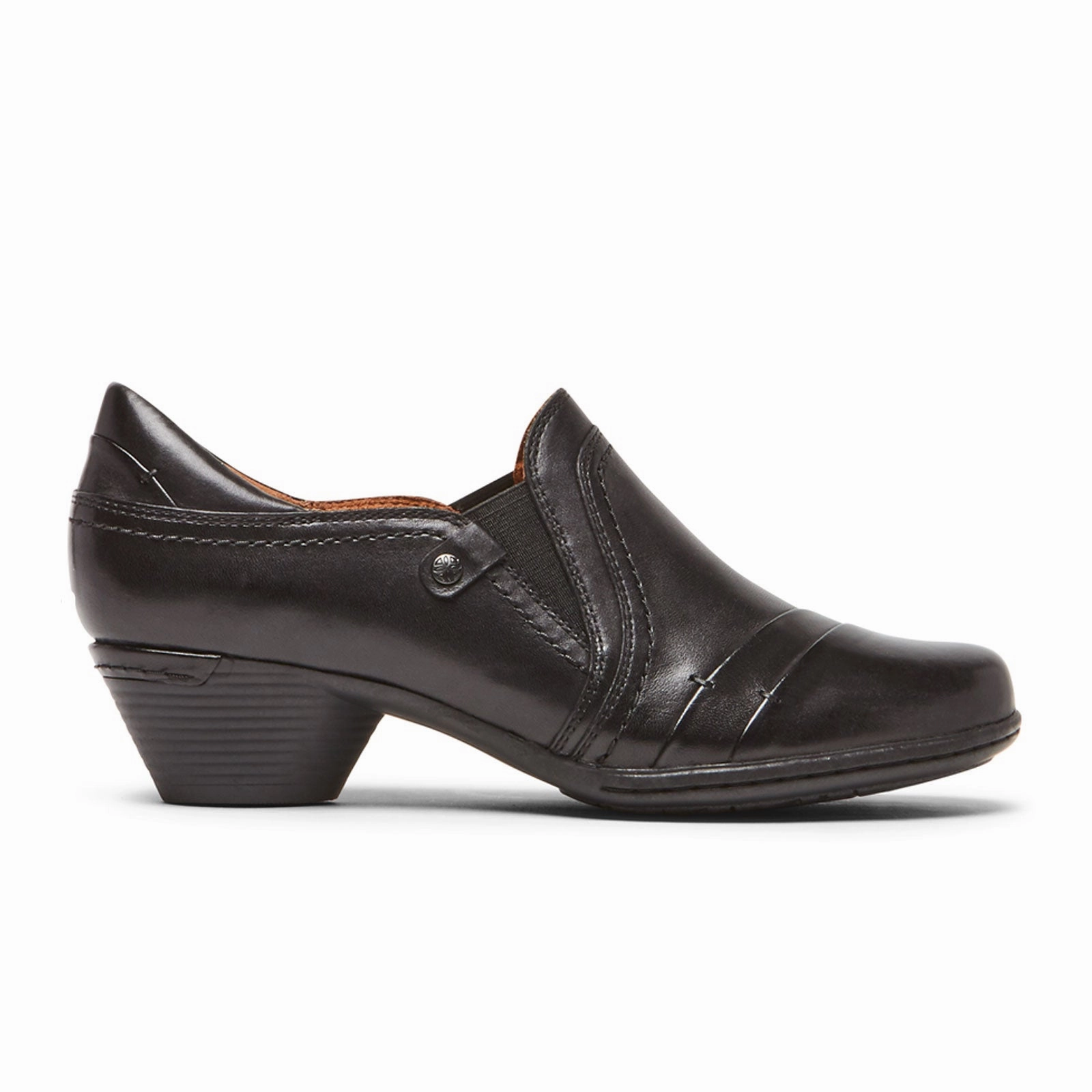 Cobb Hill Laurel Slip On (Women) - Black Leather Wraparound Strap