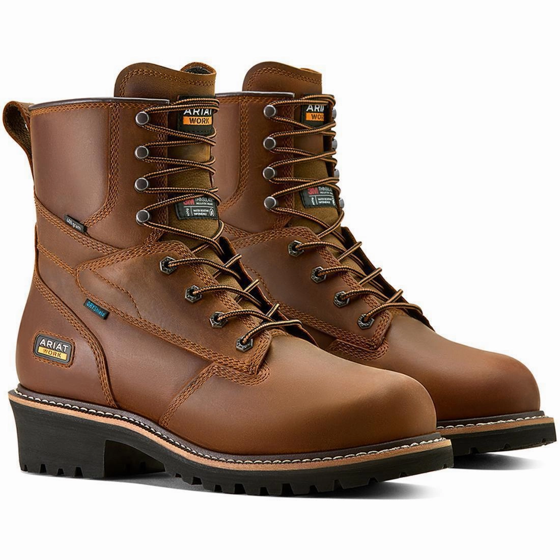 Flex Grooves Design Barefoot feel Logger Shock Shield Soft-Toe Waterproof Insulated Boot Copper Brown