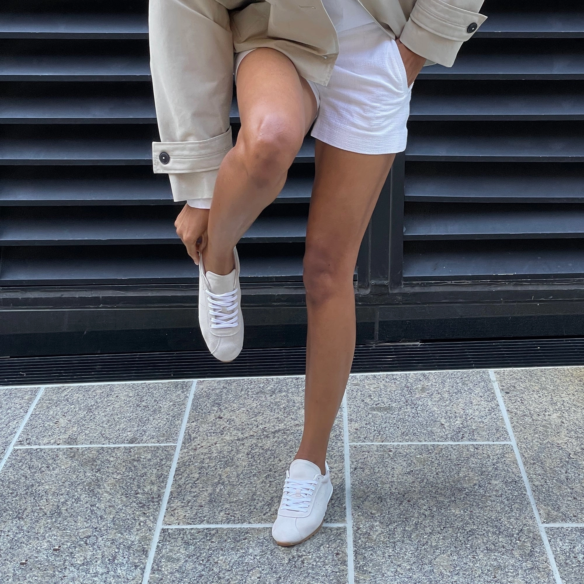 SERINA SNEAKERS IVORY SUEDE Breathable mesh Durable Outsole