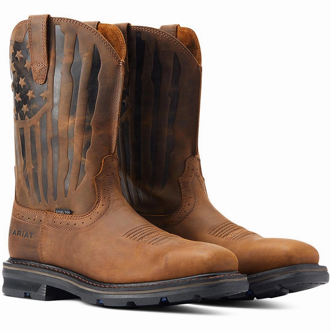 Sierra Shock Shield Patriot Steel-Toe Work Boot Distressed Brown All Terrain Traction Lug dancers' flexibility