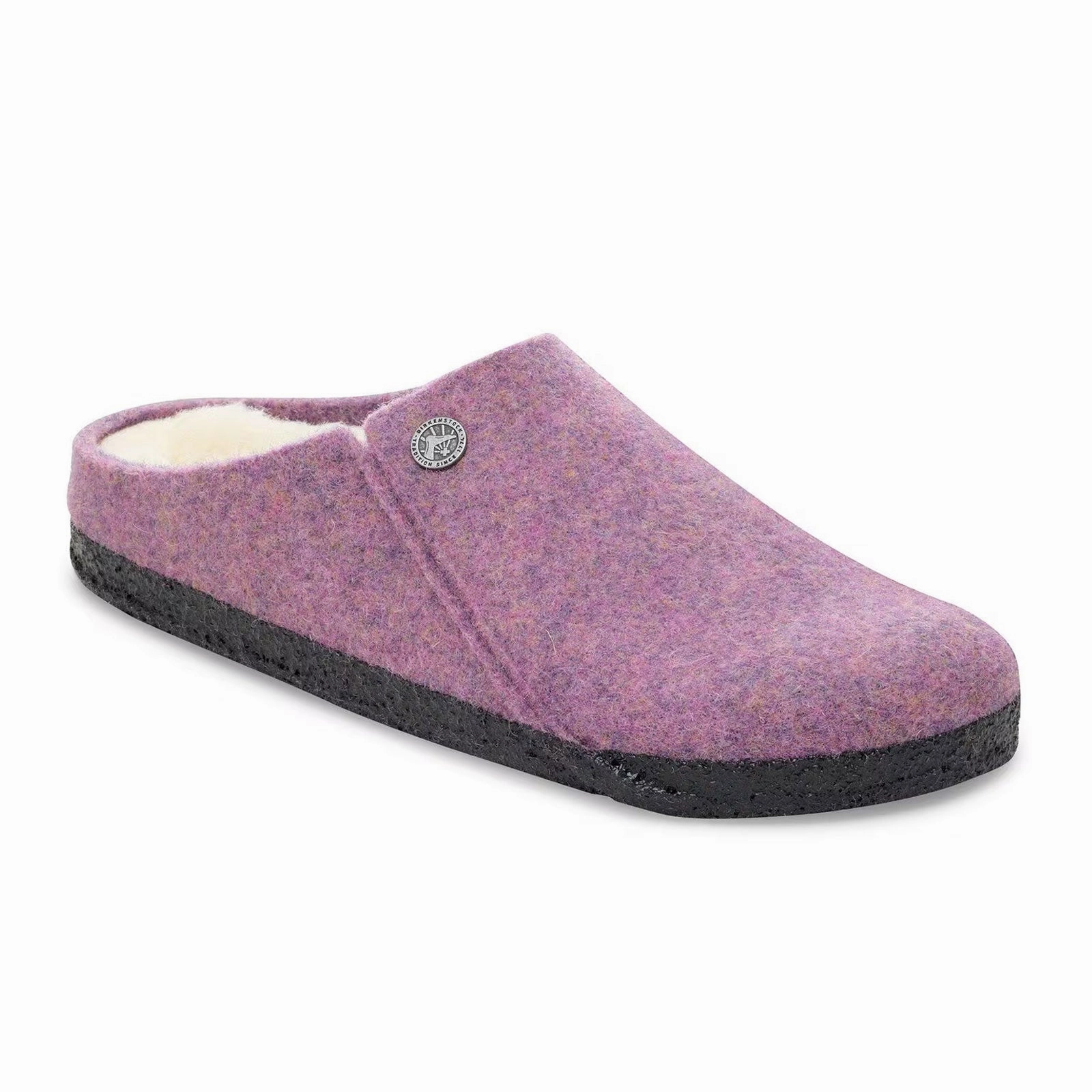 Birkenstock Zermatt Shearling Slipper (Women) - Mauve Wool/Natural Shearling Y Strap Design Recycled Rubber Sole