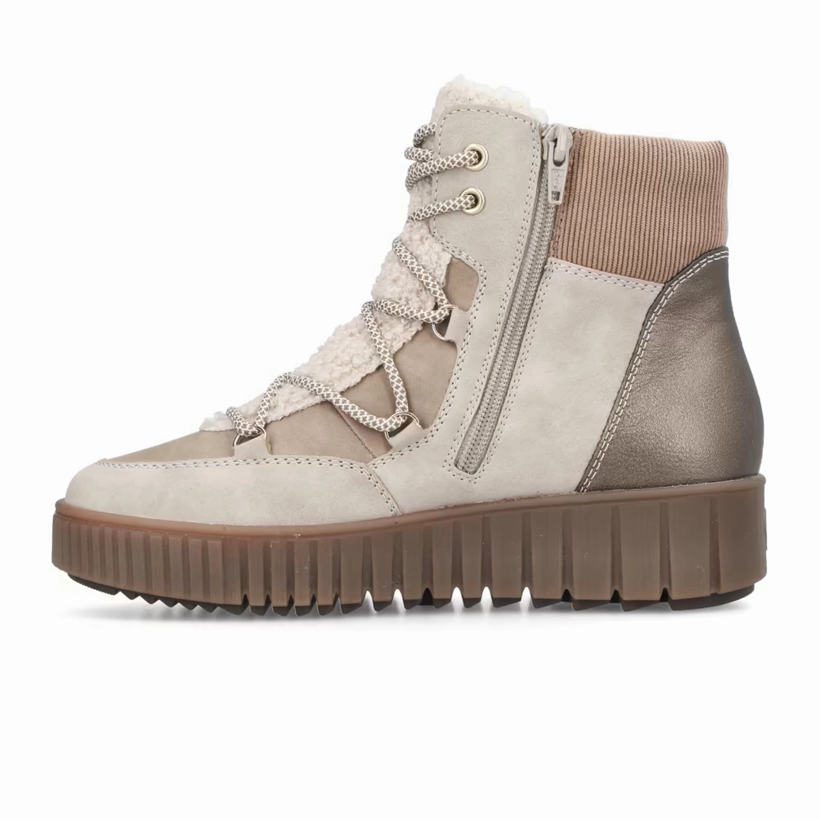 Rieker Y6120 Trudie Boot (Women) - Champignon/Camel/Beige High Traction All Day Wear Protective Layer