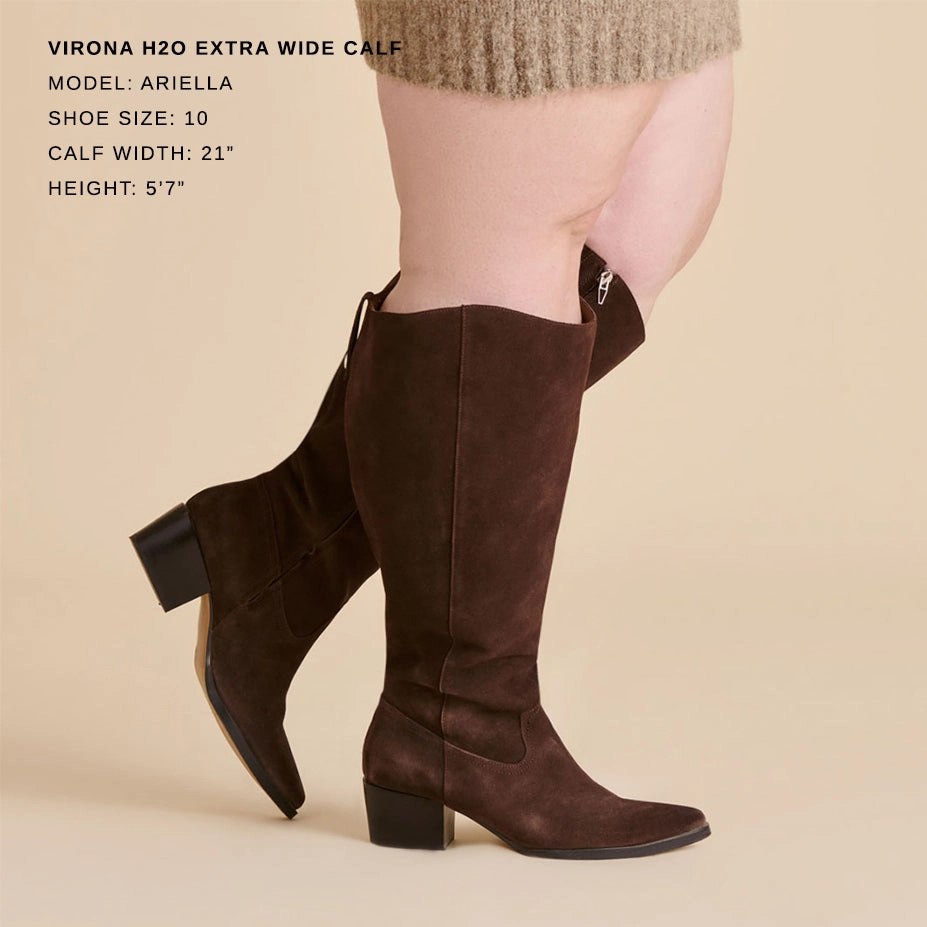 VIRONA H2O EXTRA WIDE CALF BOOTS DK BROWN SUEDE RaisedSole