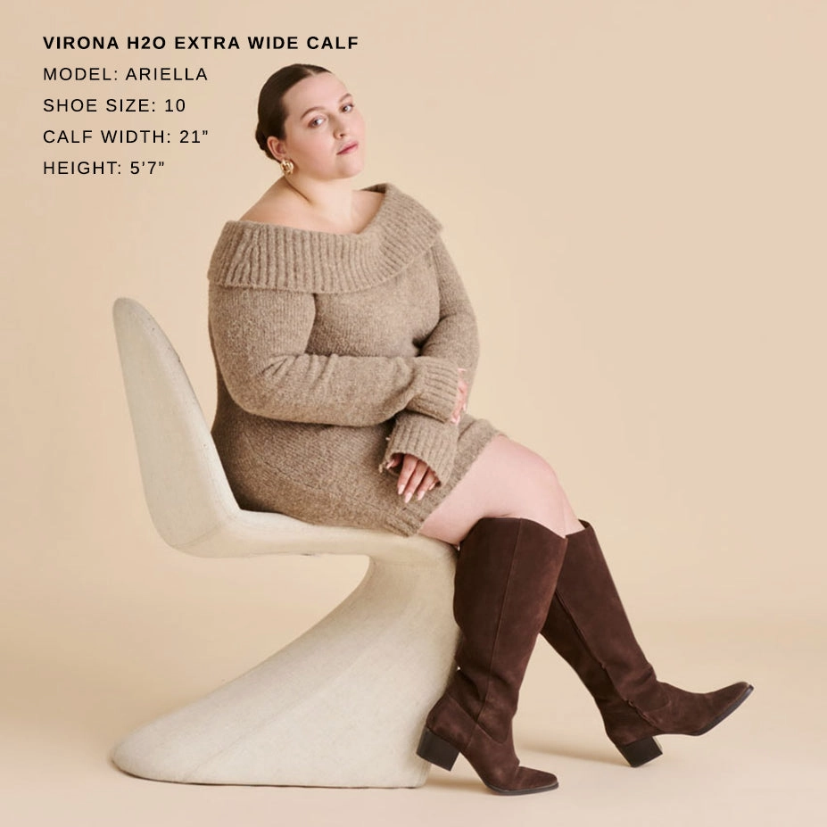 VIRONA H2O EXTRA WIDE CALF BOOTS DK BROWN SUEDE Comfortable Step