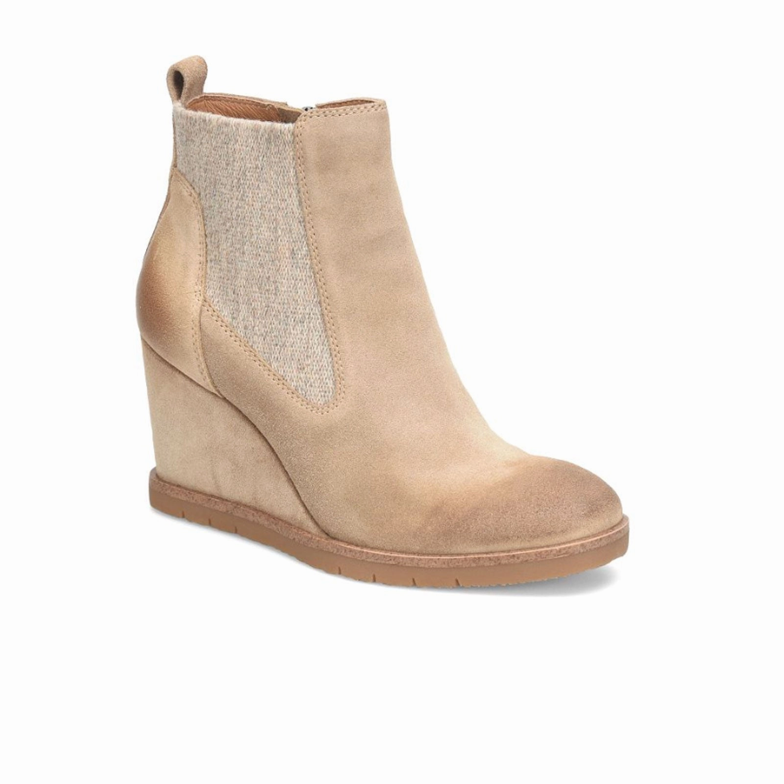 Sofft Monica Chelsea Wedge Boot (Women) - Barley Suede Stable Support Night Travel Durable Sole